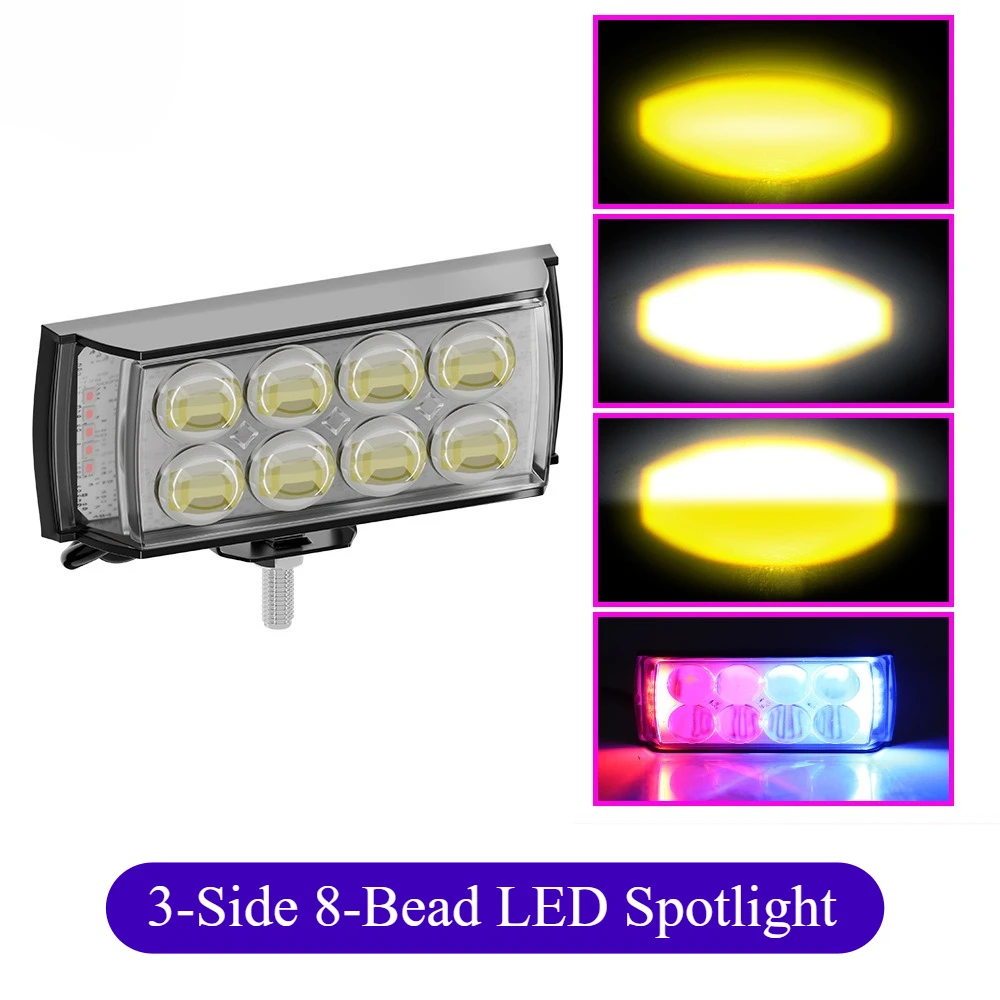 

Motorcycle LED Spotlight Electric Bike Auxiliary Light Modified Red-Blue Warning Light Electric Vehicle Headlight