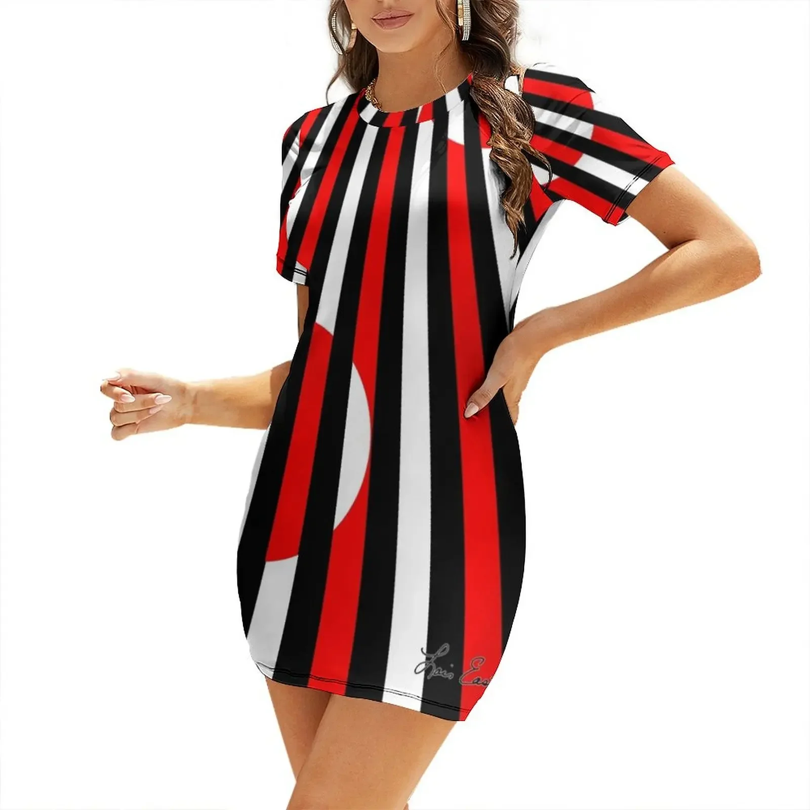 

Black White and Red All Over! Short-Sleeved Dress summer dress for women 2026 dresses korean style dresses for womens