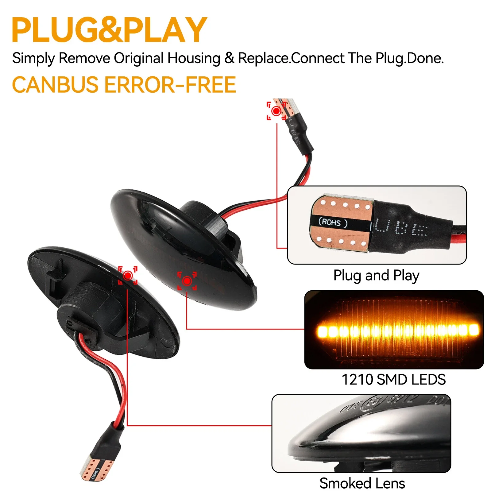 LED Side Indicator Light Replay Light Car Lights For Ford Transit MK6 MK7 2000- 14 Canbus LED Side Indicator Repeater Light Lamp