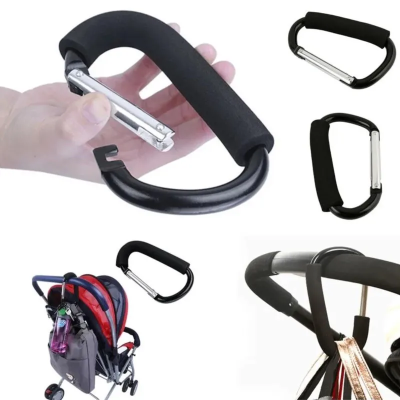 

Large Carabiner Stroller Hooks Organizer Aluminum D Ring Spring Snap Keychain Clip Carry Handle for Hanging Purses Shopping Bags