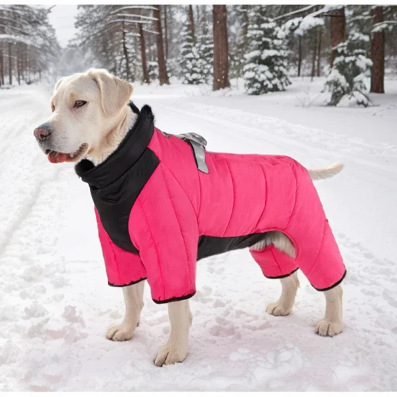 

Winter Dog Cotton Coat Small Dog Clothing Four Corner Warm Waterproof Non Stick with Tape Traction Rope Pet Clothing for Winter