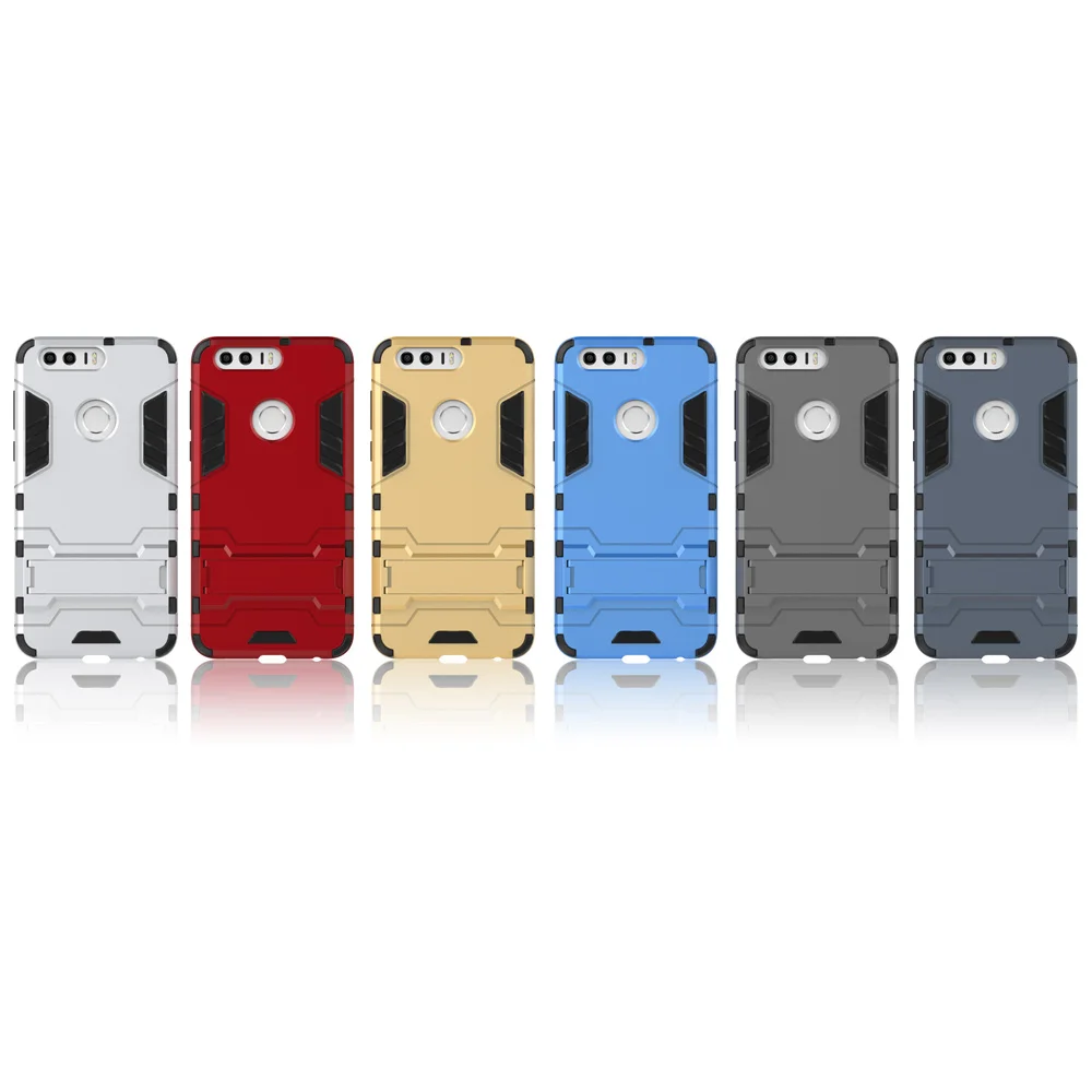 Solid PC + TPU Hybrid Shell with Kickstand for Huawei Honor 8 - Red