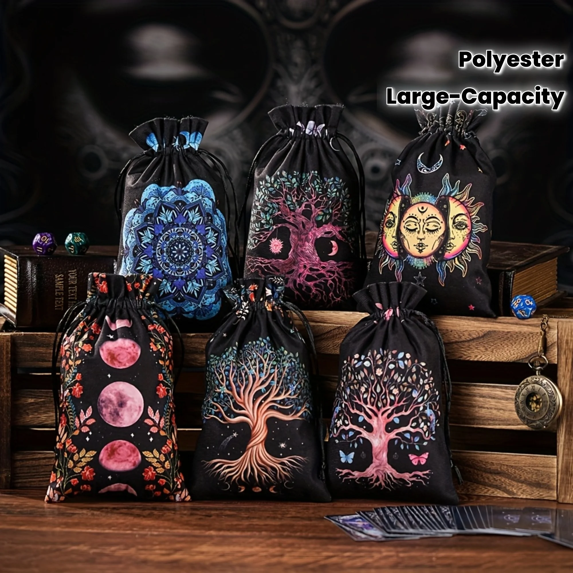 [10 قطع] حقيبة هدايا بنمط التارو من جلد الغزال الناعم، لعرافة الساحرة، علم التنجيم، النرد، تخزين المجوهرات، وعرض ديكور المهرجانات