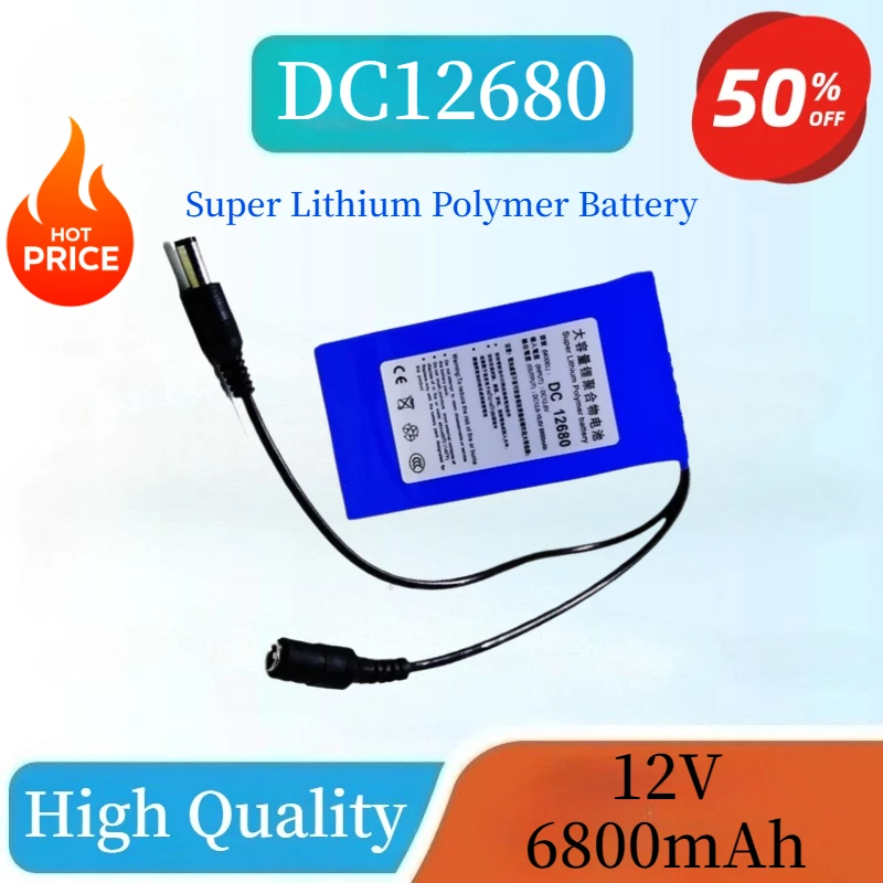 

100% New 12V 6800mAh DC12680 Lithium Polymer Rechargeable Battery High Capacity Ac Power Charge