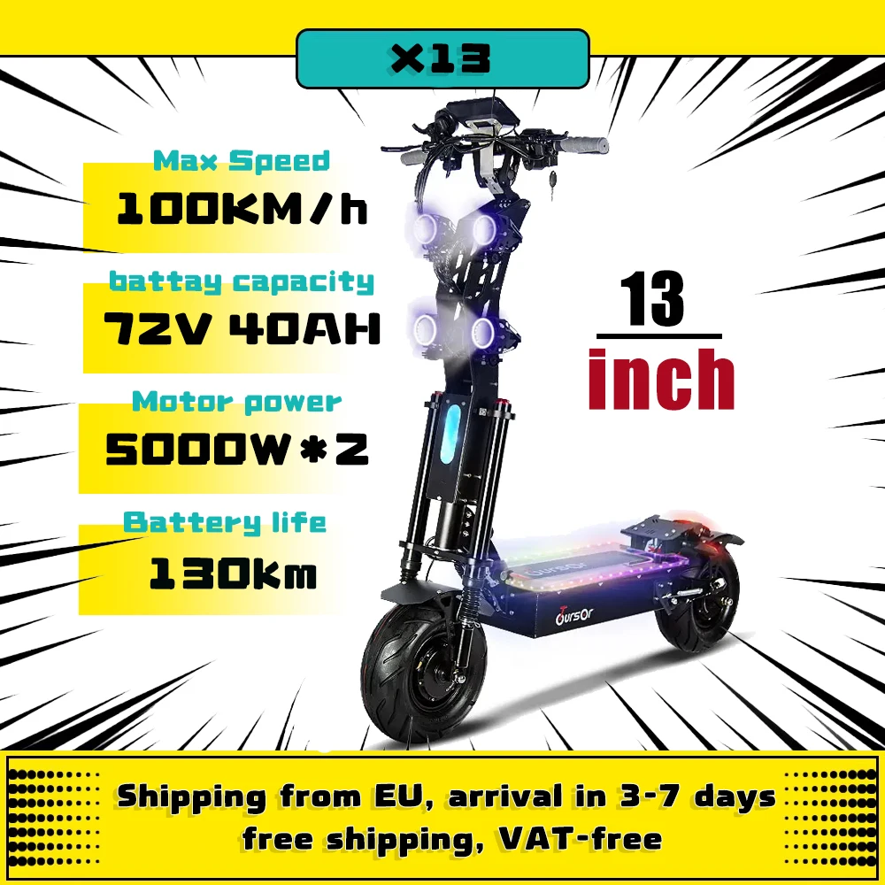 EU Express Duty Free Toursor X13 10000W Electric Scooter 13 Inch 72V Off-Road Adult Electric Scooter Foldable