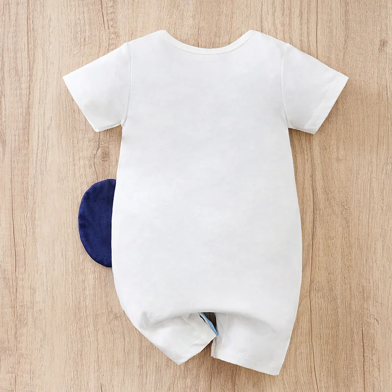 Elephant blue Cute New Onesie Toddler Newborn 0-18 Months Casual Simple 100% Cotton Print Clothes Round Neck Comfortable Cartoon