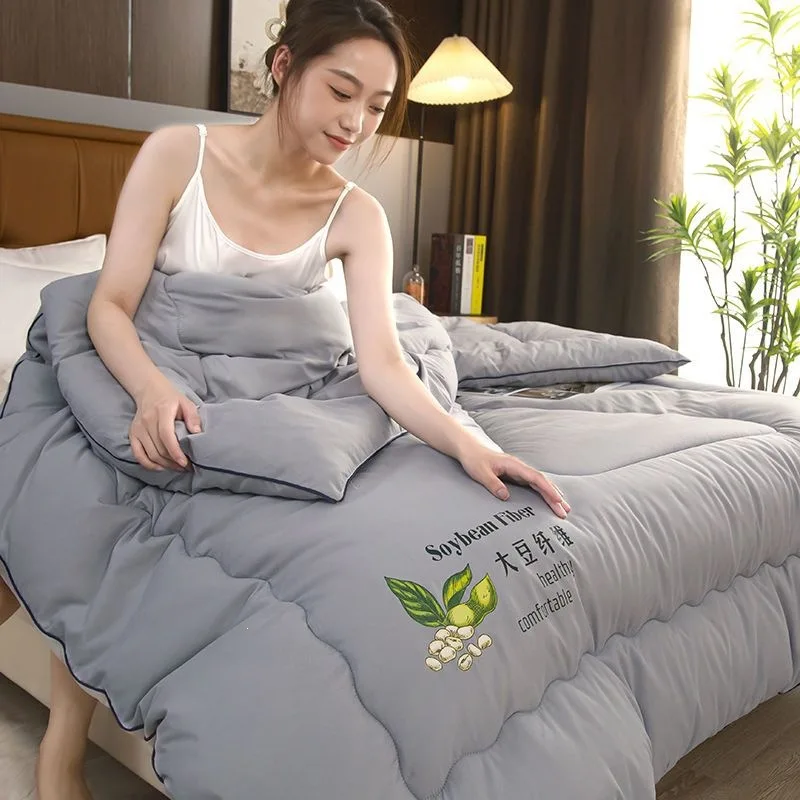 Soybean Fiber Thick Warm All Season Dormitory Winter Quilt Single Double Size Winter Quilt Thickened To Keep Warm Winter Quilt