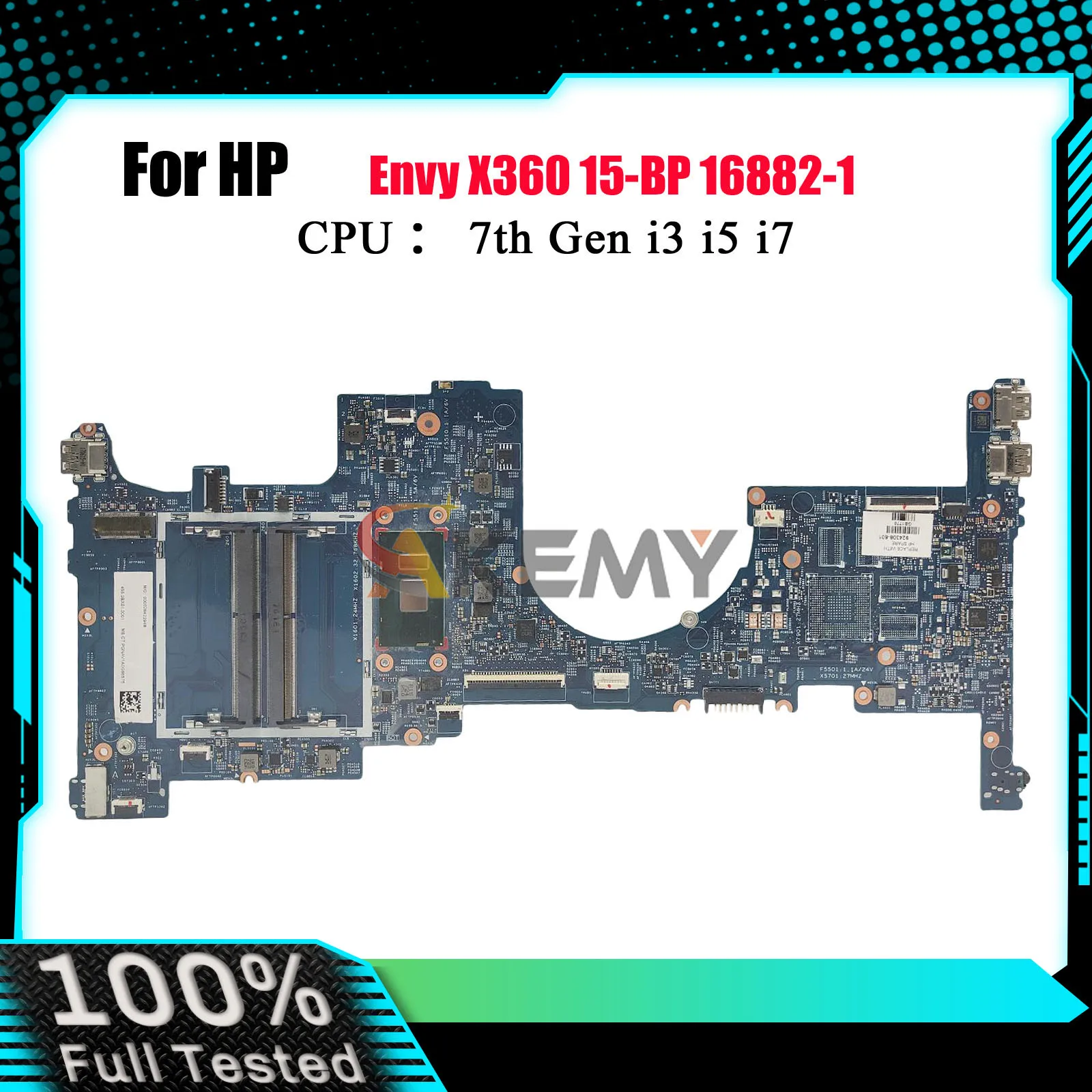 

16882-1 924309-601 924308-601 Материнская плата для ноутбука HP Envy X360 15m-bp с процессором i5 i7 7-го поколения DDR4 UMA 100% полностью протестирована