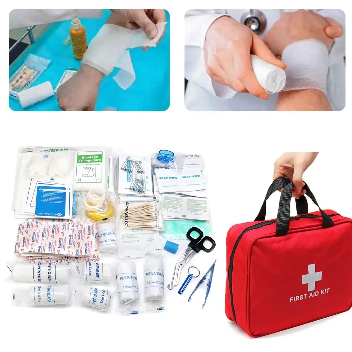 Trousse de premiers soins médicaux d'urgence portable, trousse pour la maison, l'extérieur, le voyage, l'équipement de camping, la médecine, la survie