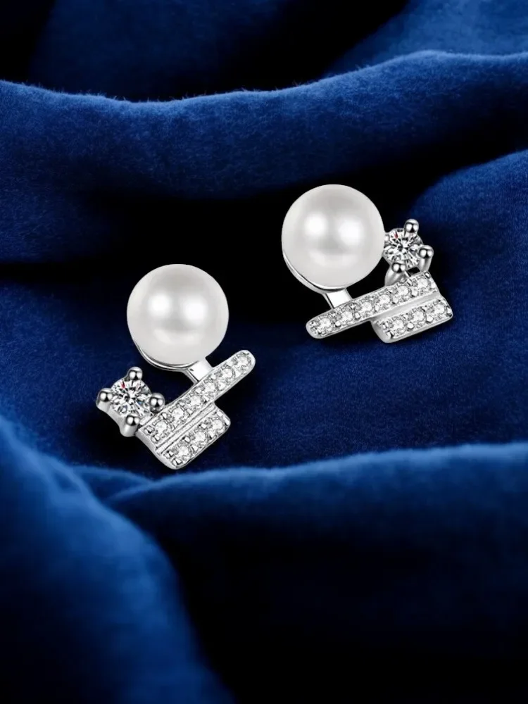 

Silver earrings jewelry Moissanite 925 sterling silver earrings Pearl romantic Light luxury for Women Hoops Piercing Jewelry