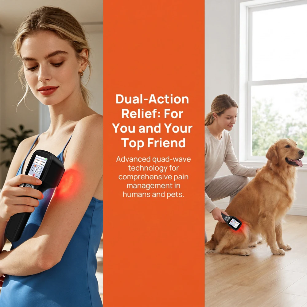 Dawfek 2500mW Handheld Fourwavelength Pain Relief Cold Laser Therapy Machine For Home Use Red Light Laser Therapy For Human Pets Knee Pain