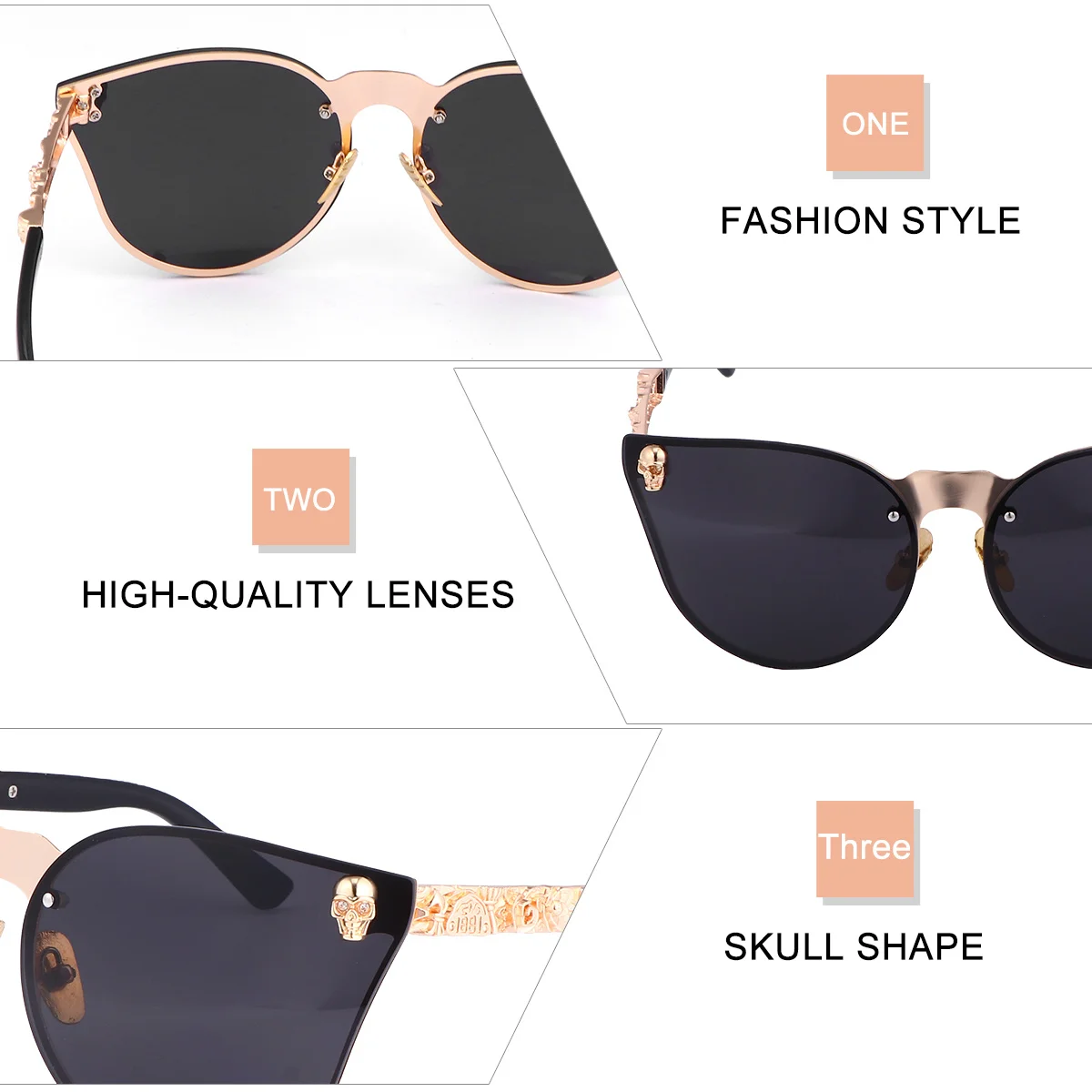 

Skull Shaped Sunglasses For Men Women Uv Protection Lightweight Beach Eyewear Durable Fashion Retro Frame Party Outdoor Shades