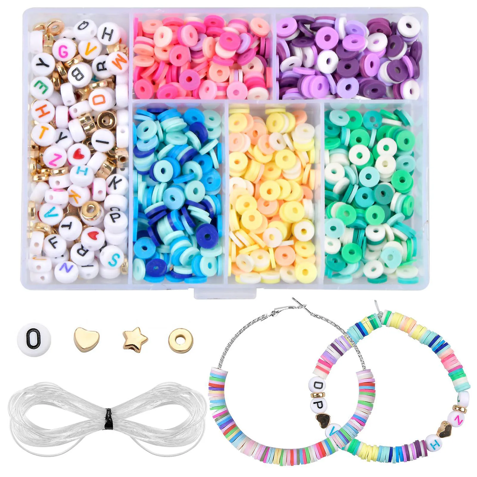 Polymer Clay DIY Craft Beads Colorful Beads with Storage Container for Charms Bracelets Necklaces