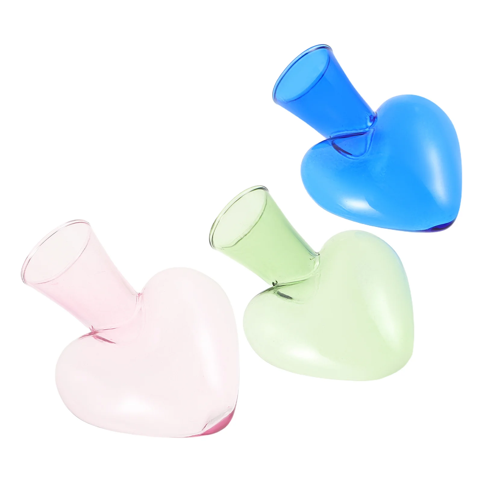 

3Pcs Hydroponic Heart Shaped Glass Vase Transparent Tabletop Planter Indoor Flower Pot Decorative Tabletop Glass Planter