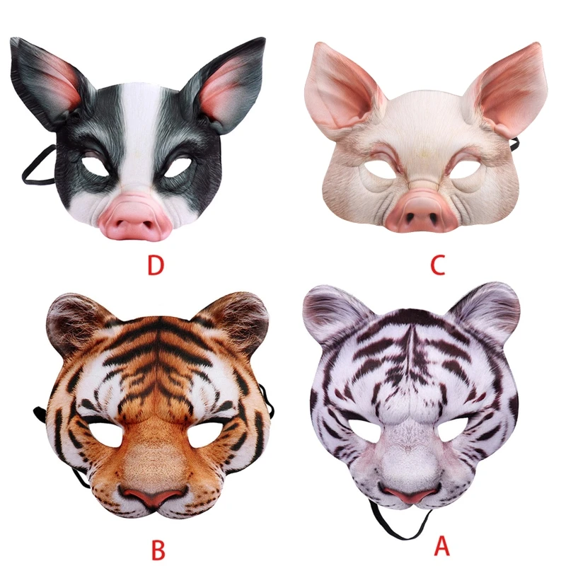 Halloween Unisex 3D Pig Animal Half Face Eye Mask Festival Masquerade Party Fancy Cosplay Costume Decoration Accessories