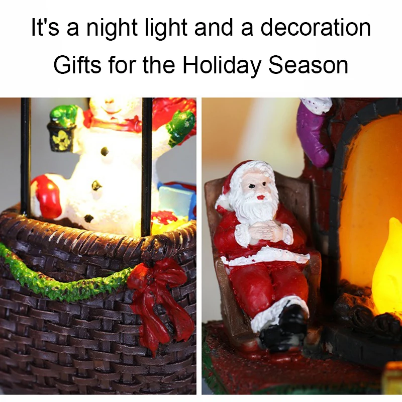 

Christmas lights, Santa Claus snowman fireplace resin LED night lights, Christmas decorations, holiday children's toys and gifts