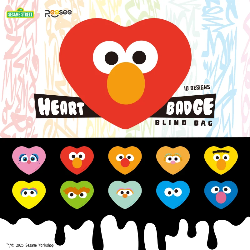 

Sesame Street Heart Badge Blind Bag, 10 Styles Tinplate Pin Button, Cute Brooch Gift