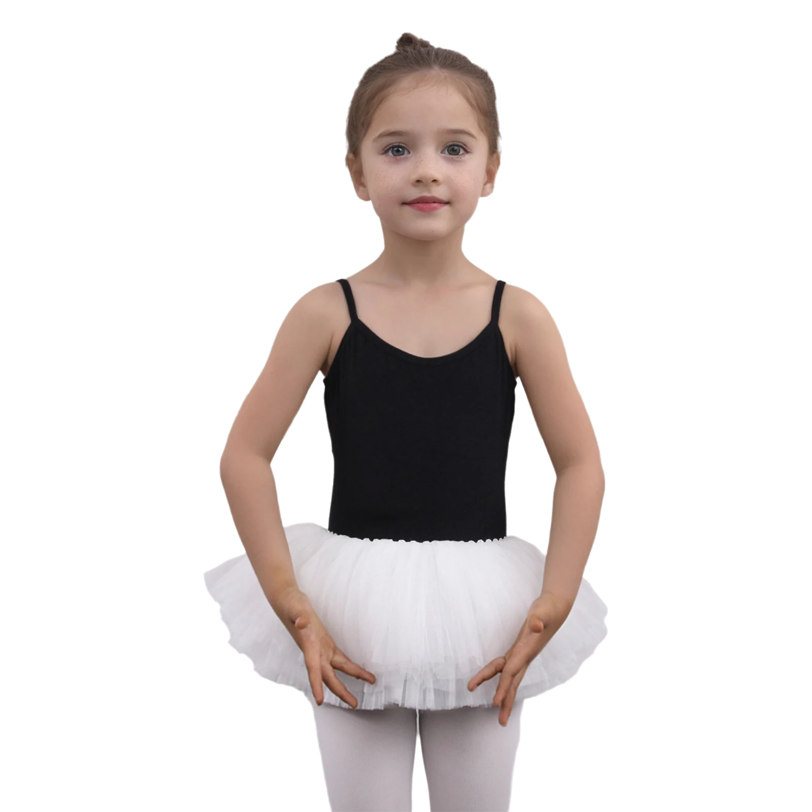 Ballet Leotards for Girls Cross Back Gymnastics Dance Leotard Removable Skirt Black Ballerina Outfit Tutu