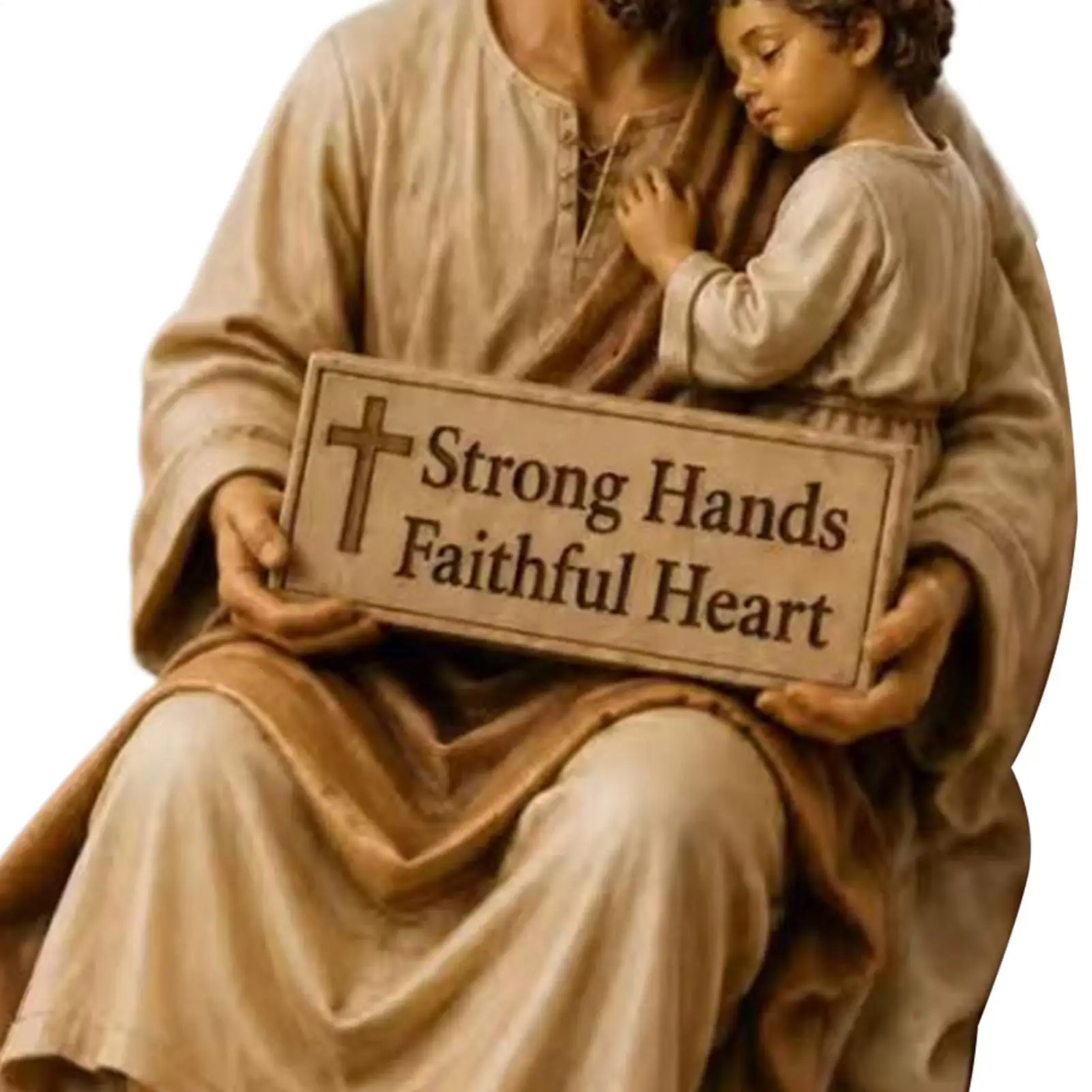 Resin Joseph Statue Hand-Painted Religious Sculpture Christian St Joseph Figurines Ornament For Desktop Thanksgiving Holiday
