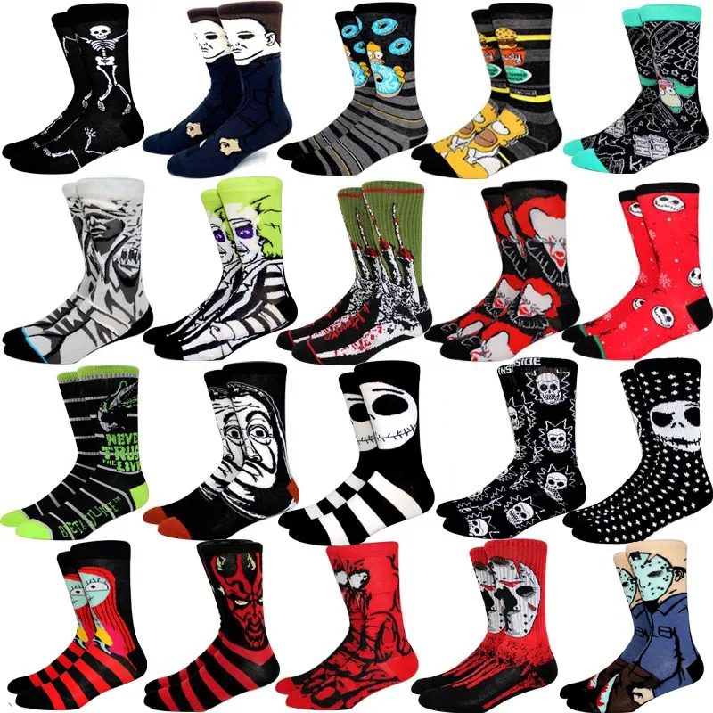 New Anime Funny Socks Long Men\'s Socks Cosplay Hip Hop Novelty HALLOWEE Crazy Soken Skateboard Socks Fashion Women\'s Socks Meias