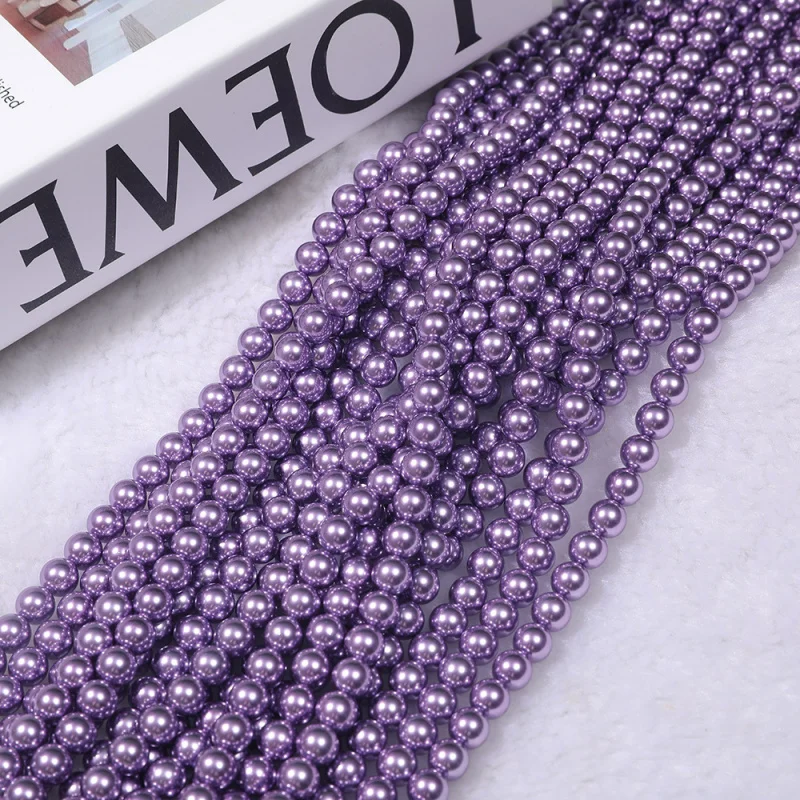 

Straight Hole Imitation Pearl Shi Family Purple Loose Beads Glass Pearl Necklace BraceletdiyWholesale Jewelry Accessories Manufa