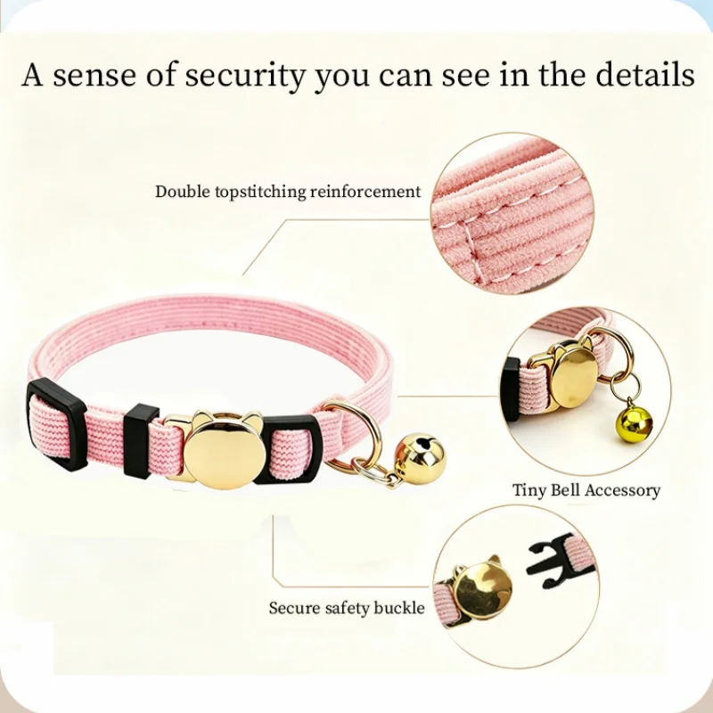 Personalisiertes Katzenhalsband mit Lasergraviertem Namensschild, Anti-Verlust-Halsband, Weiches Cord-Halsband für Kätzchen mit Sicherheits-Abreißschnalle – Detail 4
