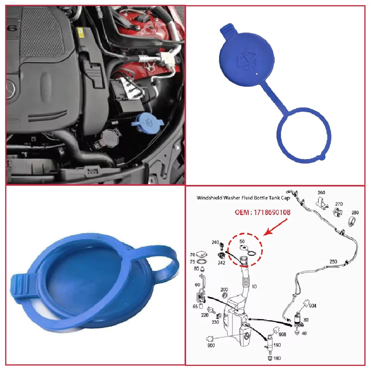 غطاء زجاجة مياه زجاجي للسيارة مناسب لمرسيدس بنز C250 C253 X253 W166 X166 R172 R171 ملحقات السيارة 1248690072 1718690108 #5