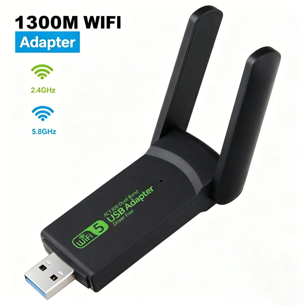 AC1300 USB3.0 WiFi Adapter MT7612U Dual Band 2.4G 5.8G Driver Free WiFi Receiver AP Hotspot Network Card for Laptop Win7/8/10/11