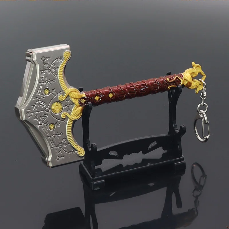 God of War broń Kratos 13cm Mjolnir nowy młot thora ostrza Athena metalowy miecz Model gry breloki na prezenty zabawki dla chłopców