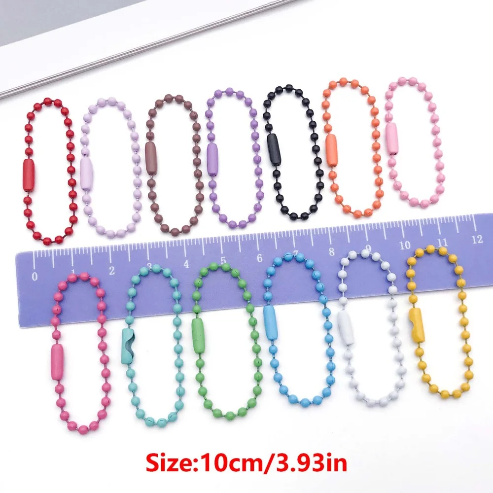 50pcs 10cm Colorful Ball Bead Chains Fits Key Chain/Label Hand Tag Connector For DIY Bracelet Jewelry Making Accessory image 2