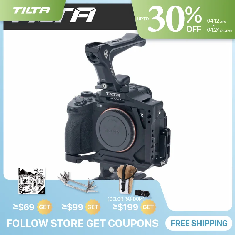 

TILTA TA-T46-A-B для Sony a7R V A7R5, полуклетка с верхней ручкой НАТО, крепление для рельса НАТО, базовая пластина LWS 15 мм