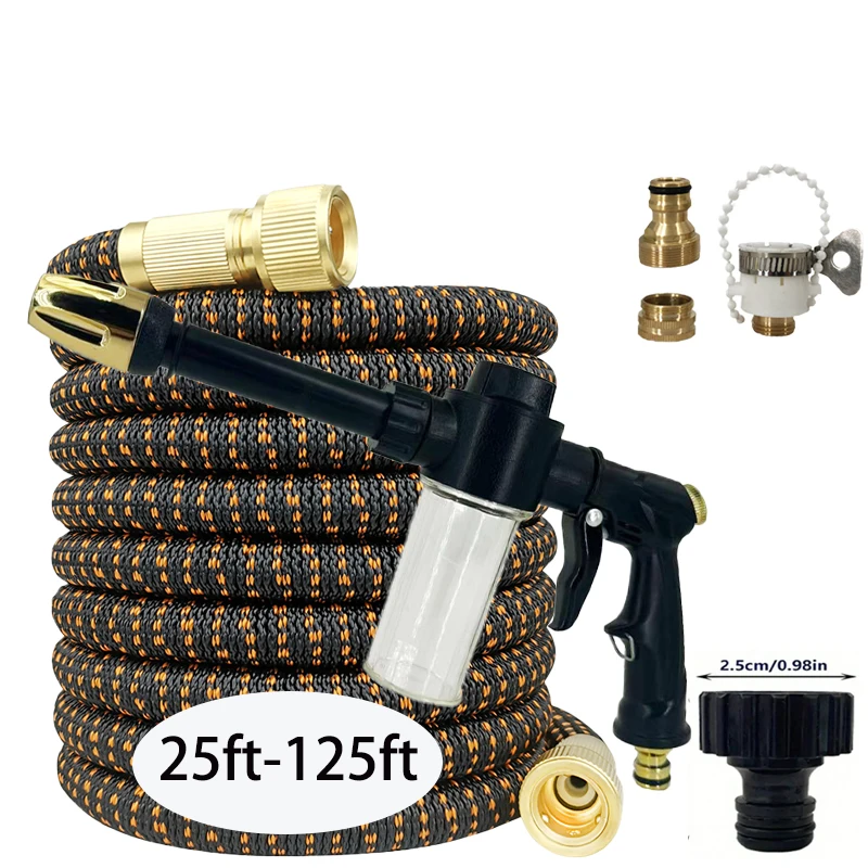 

Expandable Garden Hose with Universal Connector Multi-Function Foam Water Gun for Garden Irrigation And Car Cleaning