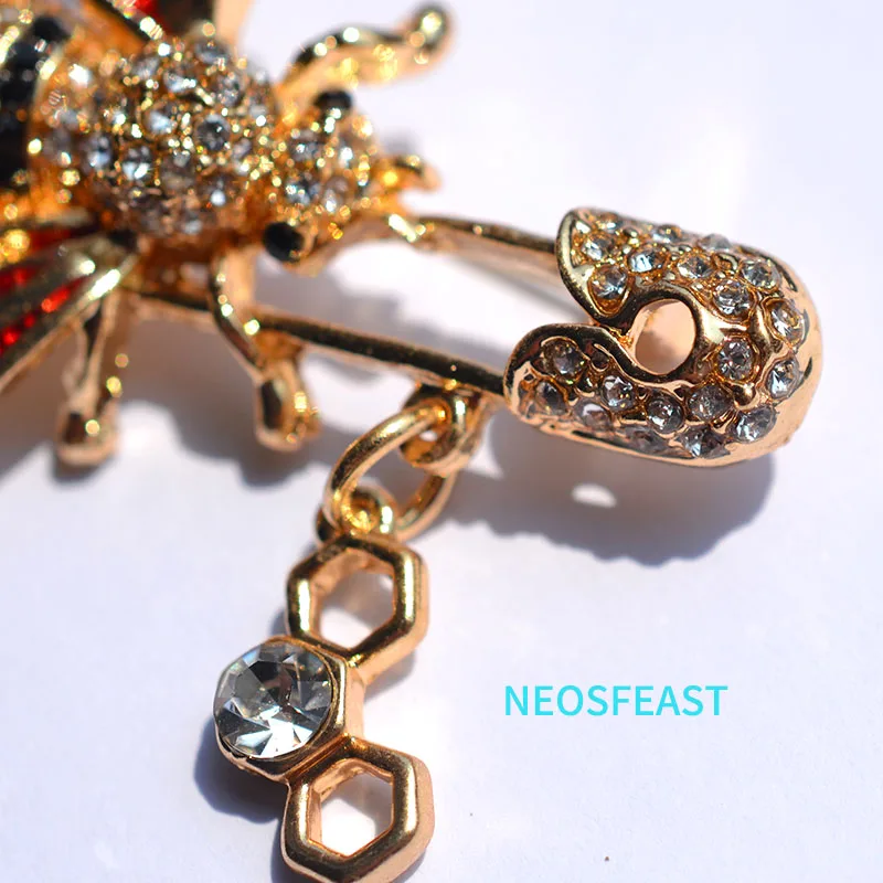 أناقة مجوهرات حجر الراين النحل دبابيس للنساء متعدد الألوان الثدي دبوس بالمينا الحشرات الصدار السيدات الهدايا معاطف الملابس #2