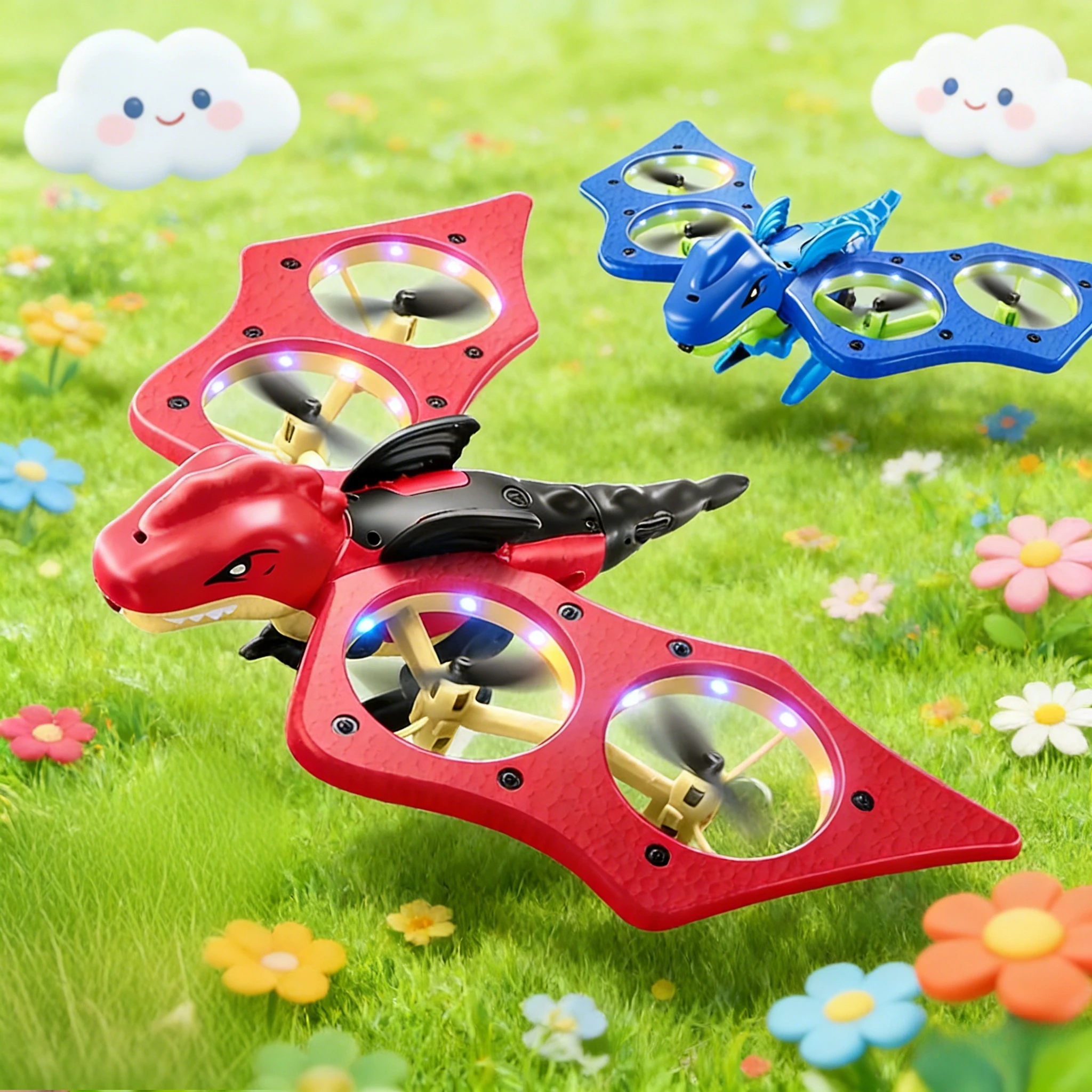 Dinosaur RC Aircraft Toy - 2.4G Gravity Sensing Obstacle Avoidance Foam Glider Drone Gift for Kids