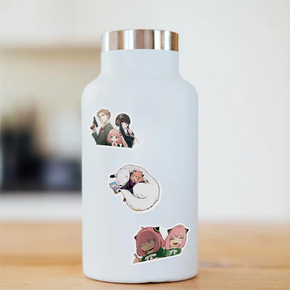 Riman Spy × Family-pegatina impermeable personalizada, decoración creativa de dibujos animados, taza de agua, venta al por mayor, 10/30/50 piezas