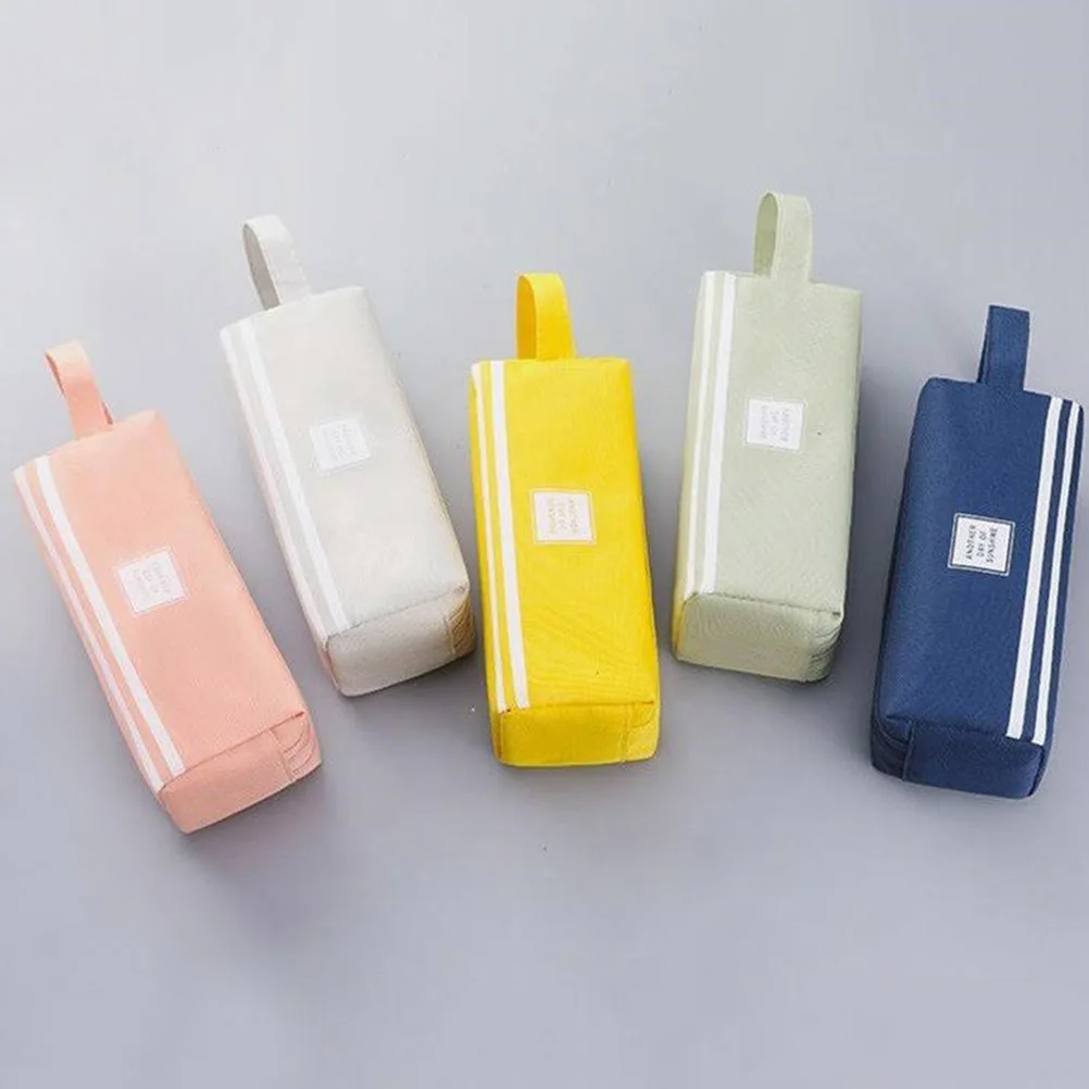 

Double-Layer Canvas Pencil Case Large Capacity Zipper Storage Bag For Stationery Pens Pencils Art Supplies School Kids