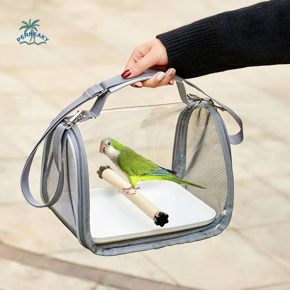 

Pet Supplies Portable Parrot Carrier Bag Foldable Breathable Bird Travel Bag with Perch Large Capacity Bird Cage for Outdoor