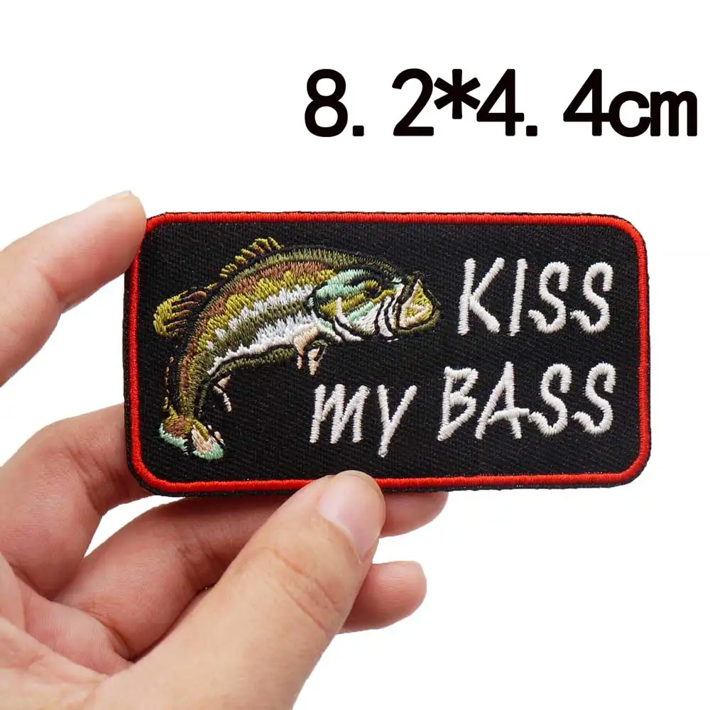 fishing life gone fishing Embroidered Patches Applique Sewing Label punk biker Band Rock Clothes Badges with hook backing