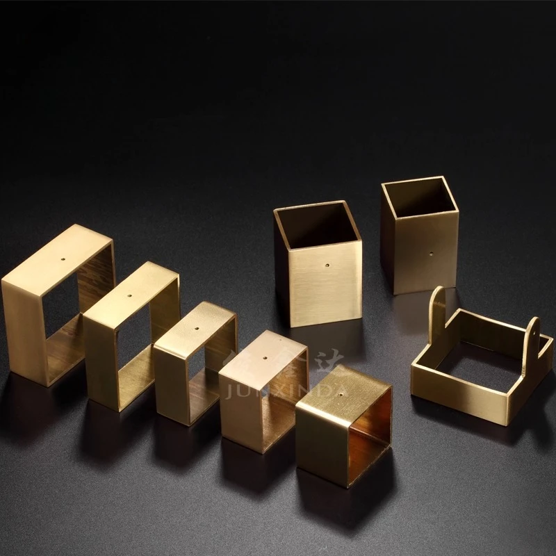 

4pcs/Lot Square Brass Tip Cap for Mid-Century Furniture Leg Ferrule Modern Table Leg Feet Replacement Cover Sofa Foot Tube