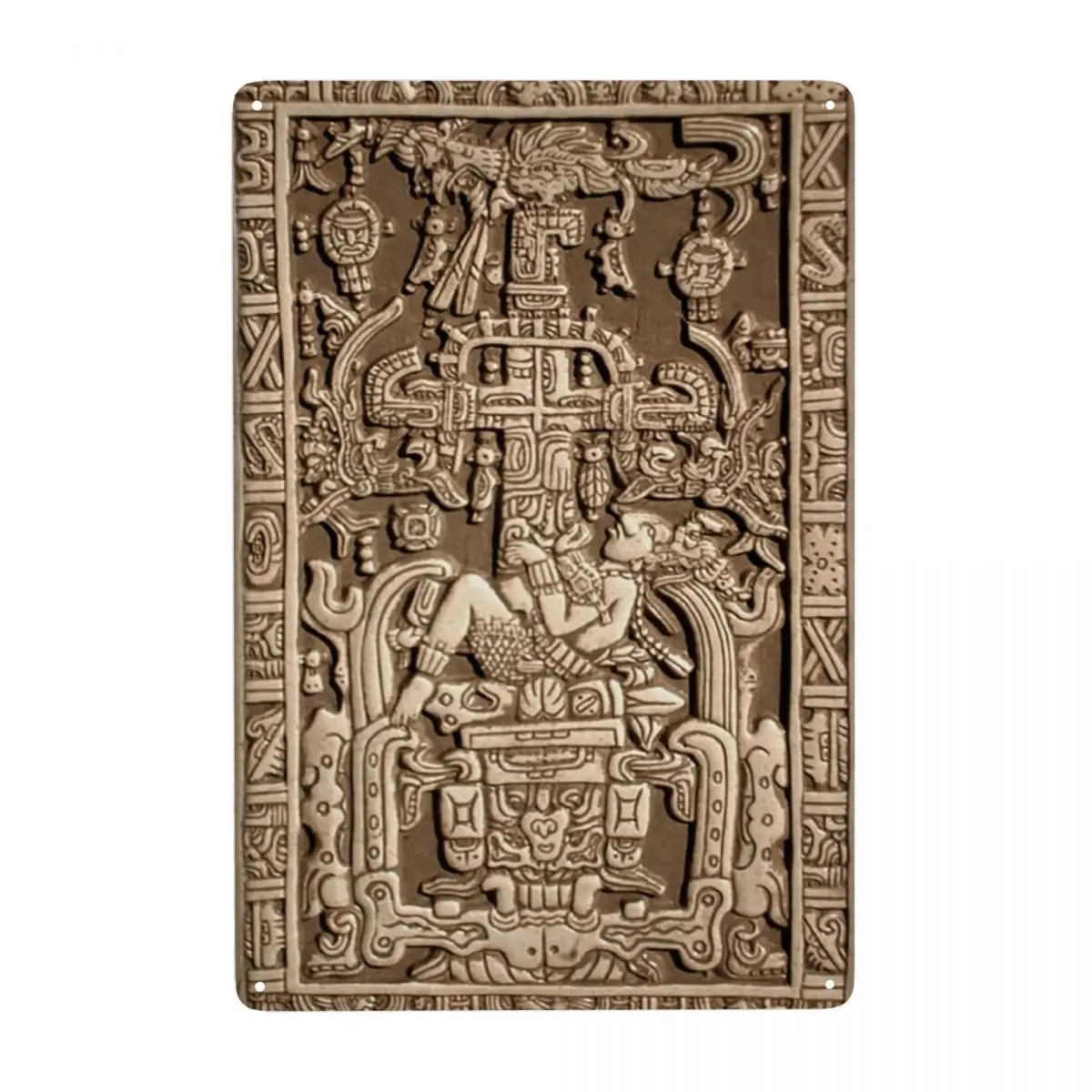 Ancient Astronaut Sarcophagus Lid Pakal Maya Metal Tin Signs Custom Vintage Plaques for Pub Cafe Yard Man Cave Bar Home Decor