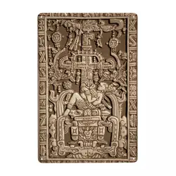 Ancient Astronaut Sarcophagus Lid Pakal Maya Metal Tin Signs Custom Vintage Plaques for Pub Cafe Yard Man Cave Bar Home Decor