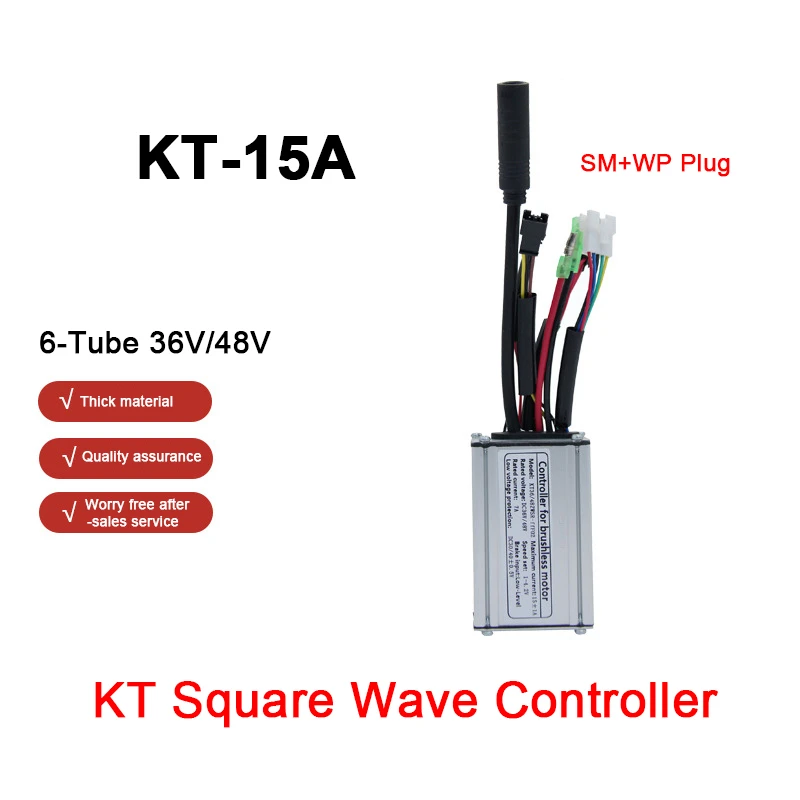 Original E-bike Controller Electric bicycle Scooter 36V/48V 6-Tube KT-15A Square Wave Controller SM Plug,Bicycle refit Accessory