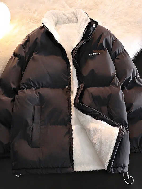 

Мужская бархатная хлопковая куртка с воротником-стойкой из ягненка, теплая зимняя свободная модная верхняя одежда для подростков и старшеклассников