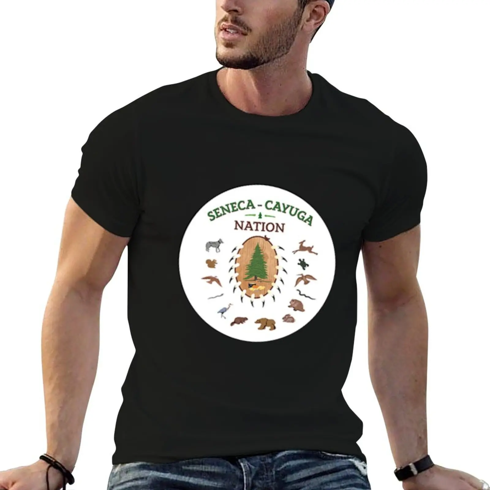 Camiseta Seal of Seneca-Cayuga Nation of Indians Reservation Oklahoma USA, camisetas para hombre, camiseta de algodón ajustada, camiseta 100%