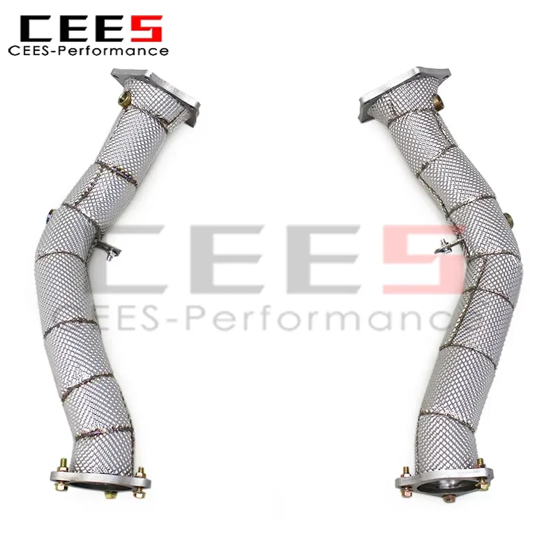 cees Free Flow Heatshield Exhaust Downpipe for Porsche Cayenne 958/958.1 4.8T 2011-2014 Header Stainless Steel Exhaust System