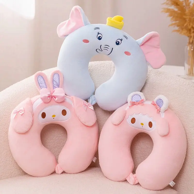 

MINISO Sanrio My Melody Dumbo подушка для защиты шеи, милая мультяшная девушка, портативная подушка для сна в самолете, дорожная автомобильная подушка, милая новинка