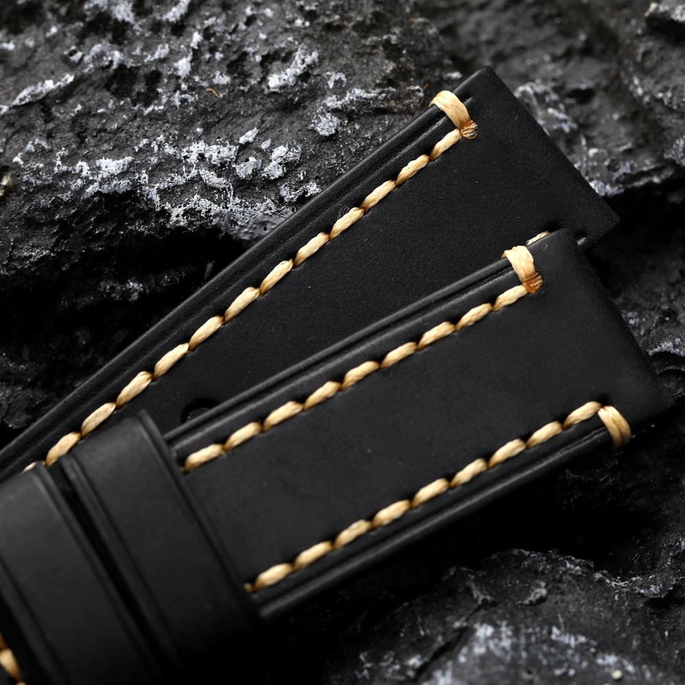 Handmade Head Layer Cowhide Watch Watchband 20 22 23 24 26MM Bronze Buckle Bracelet, Vintage Style, Brushed Leather Men Strap