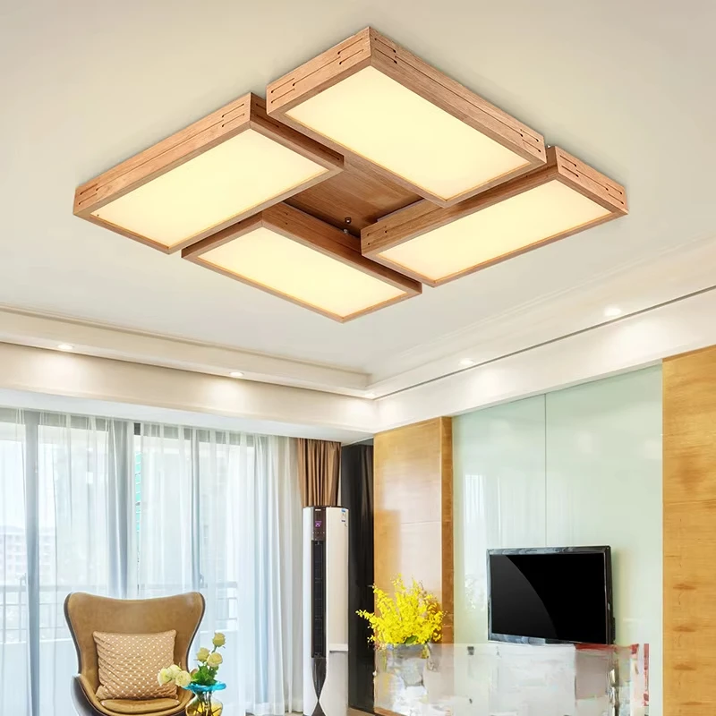 Acrylic  Nordic Wooden Foyer Bedroom Dinning Room LED Ceiling Lamp