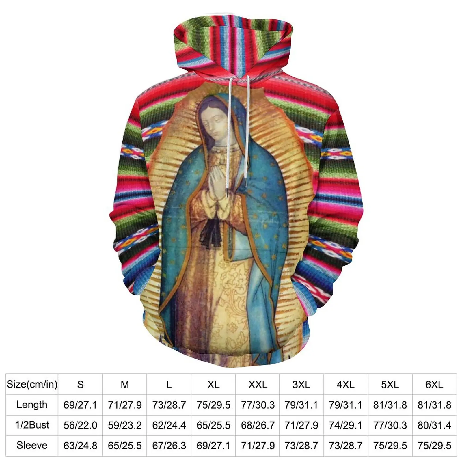 Virgin Mary Catholic Casual Hoodies Long-Sleeve Our Lady of Guadalupe Y2k Hoodie Winter Classic Graphic Oversize Top