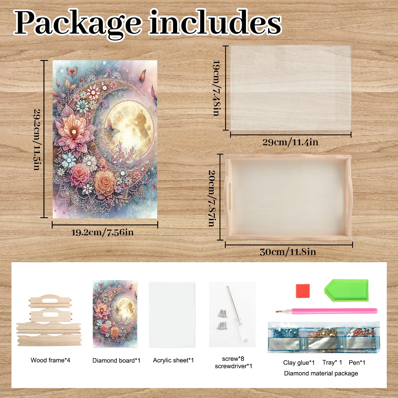 

Деревянный поднос с цветочным узором и стразами в стиле DIY, декоративная тарелка для фруктов с мультяшным рисунком, сувенир, подарок, новинка